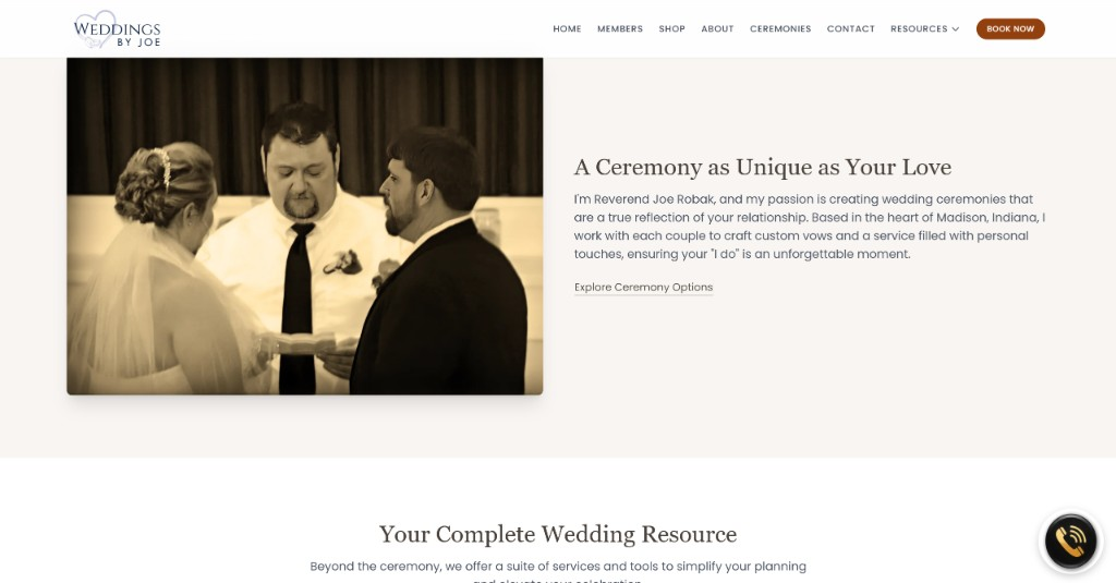 Weddings by Joe website