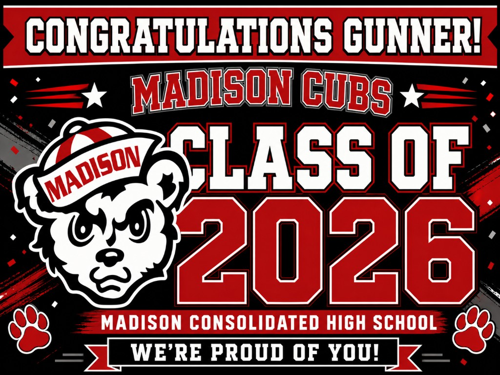 Custom Madison Cubs graduation yard sign by Mad Town Print